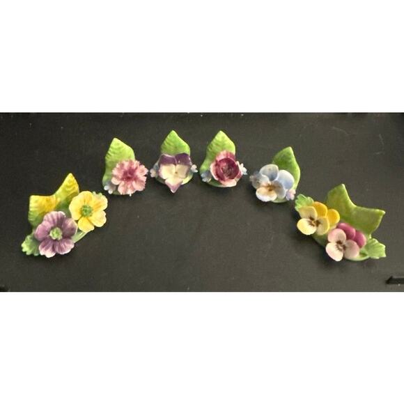 Coalport Place Card Holders Floral Vintage Bone China - Picture 1 of 11